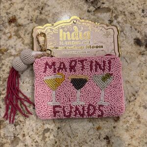 Wandering Moon Pink Beaded Key Holder with Martini Design